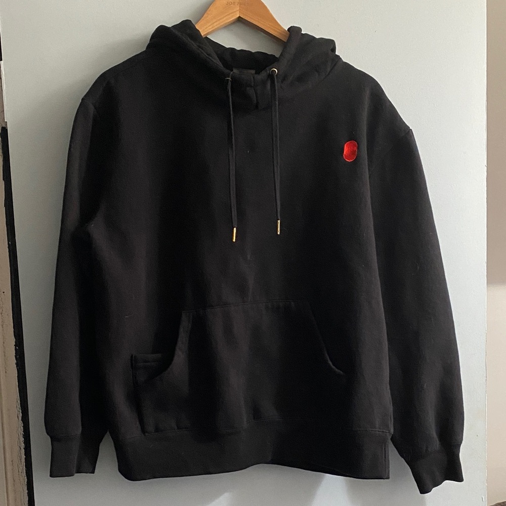 Classic Black Hoodie with Red Detail